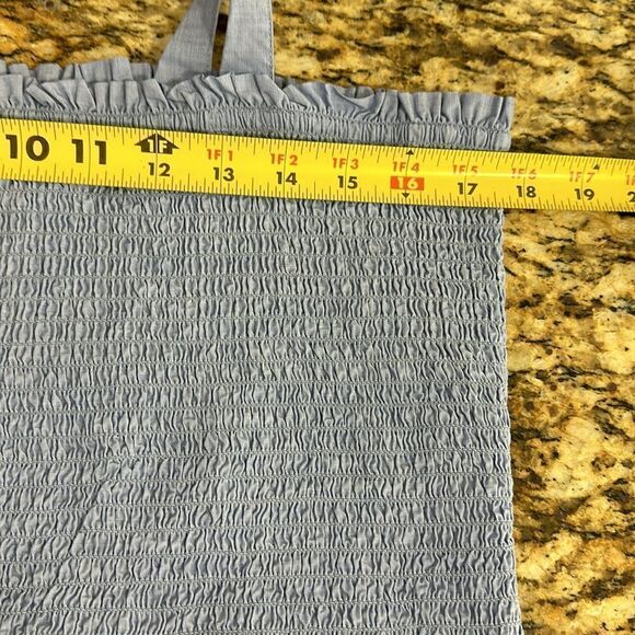 J. Crew Blue Smocked Bodice Square Neck Tie Shoulder Tank Top Size XL - Picture 6 of 7